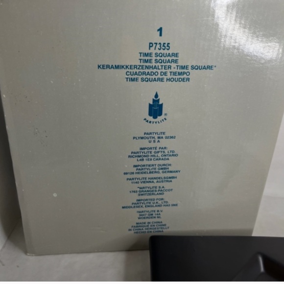 Vtg Partylite Time Square Decorative Square Ceramic Candle Holder Black P7355 - Picture 4 of 4